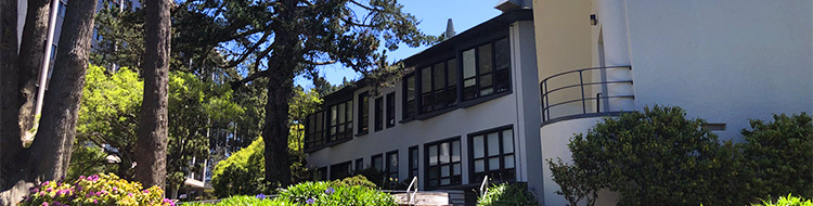Science building and trees