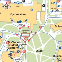 This image shows the alternate routes to take towards Nasser Plaza, and Cesar Chavez Student Center 